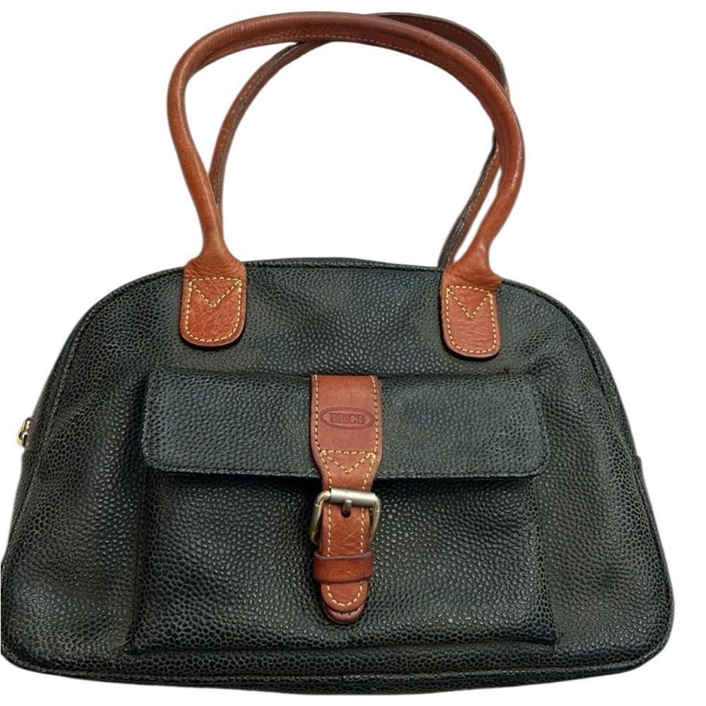 Bric's Black and Brown leather shoulder Bag with Leather Accents